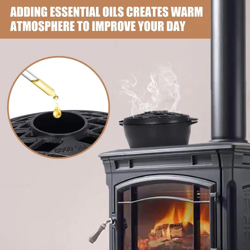 Vista 7 de G Good Gain Vaporizador para Estufa de Leña, Humidificador de Chimenea, Humidificador de Hierro Fundido para Estufa, Acabado Negro Mate, Resistente