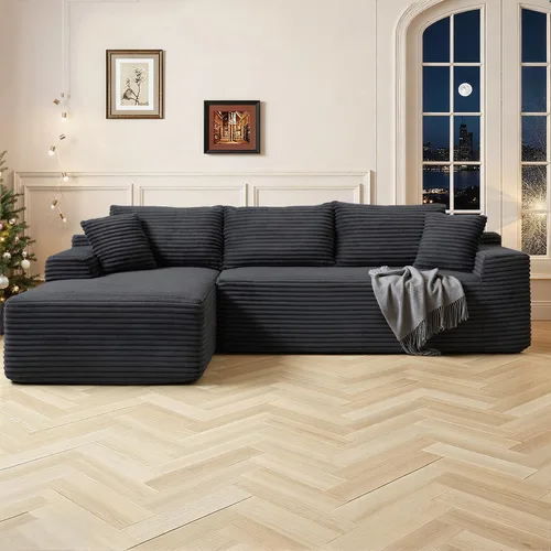 Vista 33 de Cloud Sofá modular moderno de 108 pulgadas con asiento profundo, sofás de pana sin hueso con diván en forma de L para sala de estar, no requiere