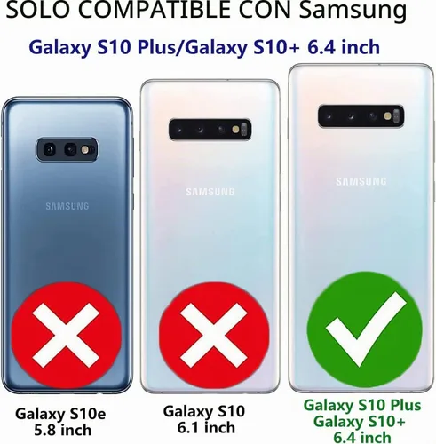 Vista 2 de Funda para Galaxy S10 Plus - Protección resistente 3 en 1 con 2 protectores de pantalla de TPU (negro/gris)