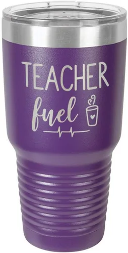 Vista 22 de TEACHER FUEL Vaso negro de 30 onzas con popote y tapa superior deslizante Taza de viaje de acero inoxidable Comparar con Yeti Rambler