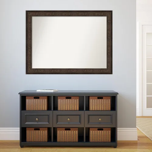 Vista 267 de Amanti Art Espejo de pared personalizado no biselado (25 x 25 pulgadas), marco de bronce acentuado, varios tamaños personalizados, espejo de baño