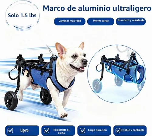 Vista 2 de Silla de ruedas ajustable para perros pequeños - Ayuda de movilidad para mascotas discapacitadas, Silla de ruedas para perros pequeños para patas