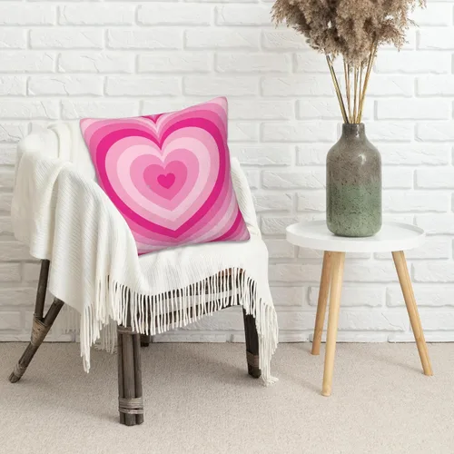 Vista 4 de Juego de 2 fundas de almohada decorativas con forma de corazón rosa de 18 x 18 pulgadas, fundas de almohada cuadradas suaves y decorativas