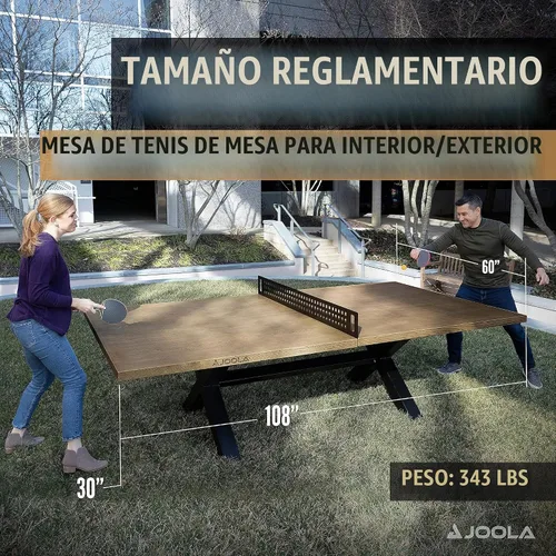 Vista 2 de JOOLA - Mesa de tenis de mesa para exteriores - Mesa de conferencia multiusos, mesa de comedor - Aspecto de madera y concreto, incluye set de red