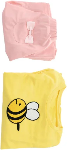 Vista 8 de miccostumes Camisa amarilla abeja para mujer, falda rosa, disfraz de cosplay