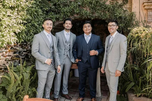 Vista 4 de Wangyue Suit Men 3 Piece Wedding Suit Elegant Slim Fit Mens Suits Notched Lapel Blazer Single Breasted Vest and Pants