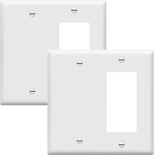 Vista 9 de ENERLITES Combination Decorator - Placa de pared basculante y salida en blanco, tamaño estándar, cubierta de interruptor de luz de 2 cuadras, 4.50 x