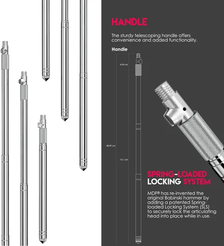 Vista 5 de Instrumentos de MDF, Babinski Telescoping 2.0® Martillo de reflejo neurológico con cepillo incorporado para respuestas cutáneas y superficiales