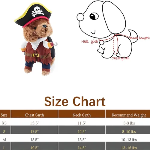 Vista 3 de Disfraz para perro de piratas del Caribe (talla mediana)