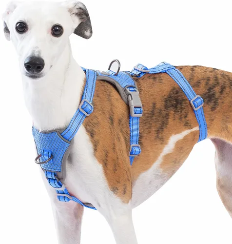 Vista 11 de Huntboo Arnés para perro a prueba de escapes, sin tirones, antideslizante, totalmente reflectante, diseño ajustable de 7 puntos para perros