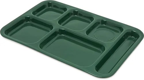 Vista 11 de Carlisle FoodService Products Bandeja de plástico para comida diestra con 4 compartimentos para escuelas, cafeterías y comedores, melamina, 10 x Azul