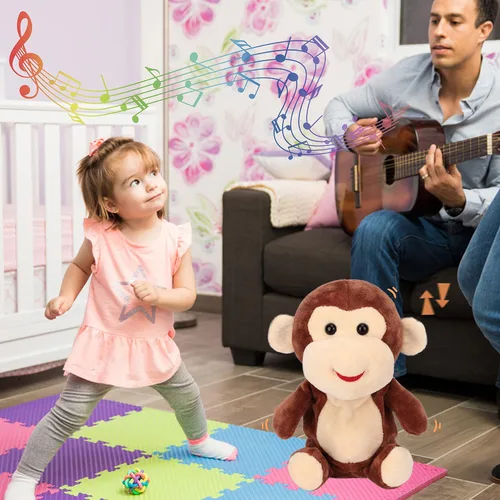 Vista 2 de Easfan Talking Monkey Repeat What You Say - Peluche eléctrico de peluche divertido interactivo para hablar, regalos de cumpleaños para niños