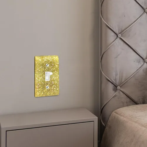Vista 4 de WIRESTER Cubierta para placa de pared con diamantes de imitación brillantes y dorados, color amarillo dorado citrino, cubierta para interruptor