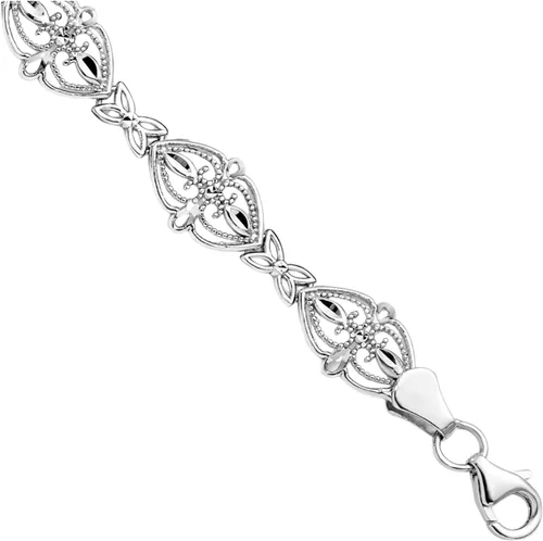 Vista 4 de IceCarats Pulsera de cadena de oro blanco de 14 quilates, Oro blanco, No es una piedra preciosa