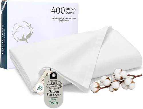 Vista 61 de Royale Linens Sábana encimera de 300 hilos de 100 % algodón peinado de fibras largas, súper suave, sábana encimera de tamaño individual se vende por