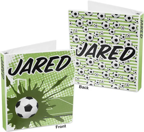 Vista 5 de Carpeta de fútbol personalizada con 3 anillas, 1 pulgada, color verde