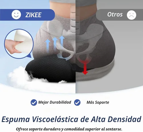 Vista 5 de ZIKEE - Cojín de asiento ergonómico con pendiente para muslos para largas sesiones de sentado, cojín de espuma viscoelástica para silla de oficina