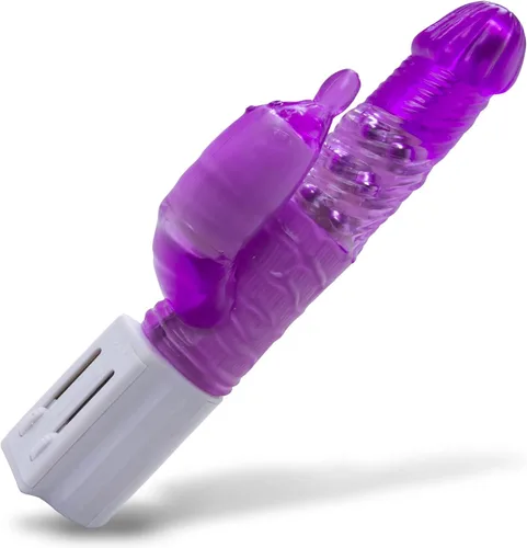 Vista 6 de LeLuv Conejo Vibrador Toadstool Tip Eje Remolino Silencioso Azul