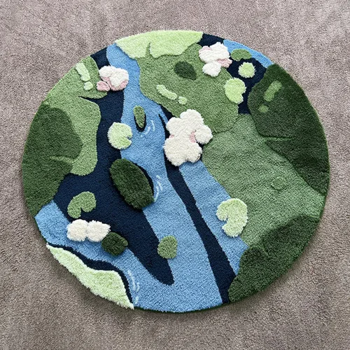 Vista 8 de Alfombra de musgo 3D estéreo, alfombra floral, bonita alfombra de baño verde, antideslizante, suave, lanuda y absorbente, alfombra de baño