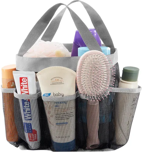 Vista 16 de Lifewit Organizador de ducha de malla portátil para dormitorio universitario con 7 bolsillos, cesta organizadora colgante independiente, bolsa