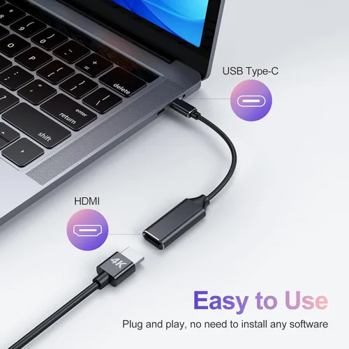Vista 3 de RayCue Adaptador USB C a HDMI 4K, adaptador USB tipo C a HDMI [compatible con Thunderbolt 3/4] con iPhone 15 Pro/Max, MacBook Pro/Air 2023, iPad