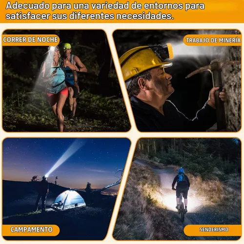 Vista 4 de Faro LED recargable de alta luminosidad para minería – Lámpara de casquillo de casco duro impermeable súper brillante, faro subterráneo a prueba