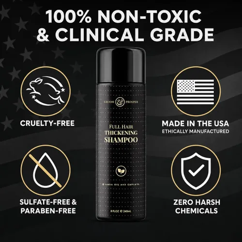 Vista 5 de Champú para engrosar el cabello para hombres – 5% complejo capixilo DHT bloqueador para pérdida de cabello y adelgazamiento del cabello Sin