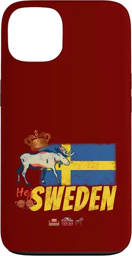 Vista 7 de Funda para iPhone 16 Suecia con bandera vintage y recuerdo de alce