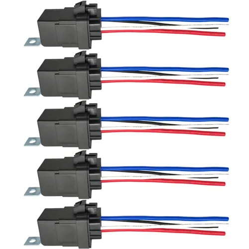 Vista 8 de Relé impermeable de 4 pines 40/30AMP 12V CC con cables de alta resistencia, relé automotriz SPST, paquete de 1
