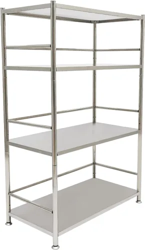 Vista 5 de Estantes de almacenamiento ajustables de 4 niveles con ruedas, 31.5 x 15.7 x 47.2 pulgadas, estante organizador plegable de metal de acero