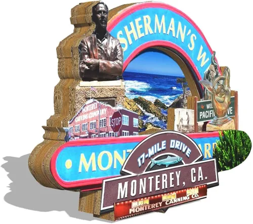 Vista 2 de Monterey California USA imán de madera para nevera, monumentos 3D, recuerdos coleccionables, decoración hecha a mano