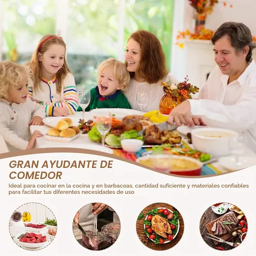 Vista 7 de 2 tenedores de carne de acero inoxidable con mango de madera para cocinar, barbacoa, parrilla, herramienta de carne para cocina, barbacoa, servir