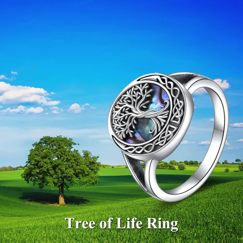 Vista 6 de ONEFINITY Anillos de árbol de la vida de plata de ley con nudo celta árbol de la vida regalos de joyería para mujeres
