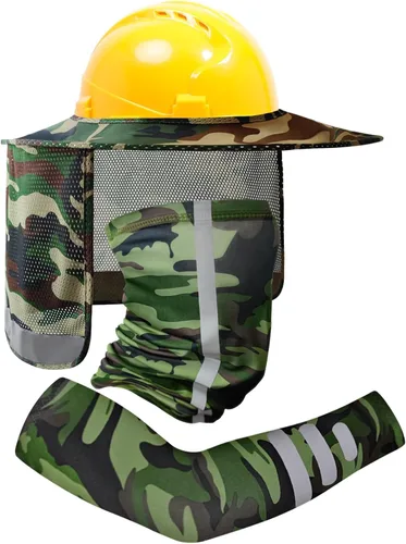 Vista 9 de TCCFCCT Protector Solar de Ala Completa con Malla para el Cuello, Visera Solar de Alta Visibilidad con Protección para el Cuello y Bandana Diadema