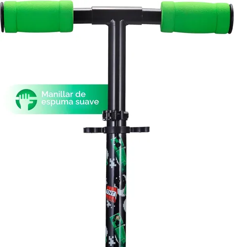 Vista 5 de Monopatín de 2 ruedas con ruedas que se iluminan – Plegable, plataforma antideslizante, cómodo y suave para andar Minecraft