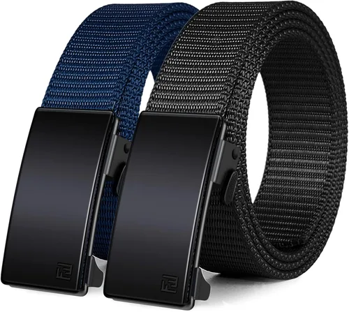Vista 10 de WONDAY Paquete de 2 cinturones de trinquete para hombre, cinturones de nailon con hebilla de liberación rápida para golf, trabajo, uso táctico casual