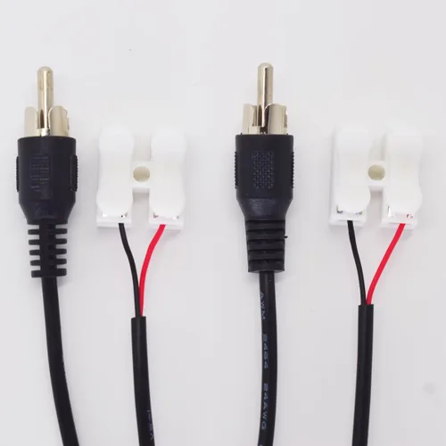 Vista 4 de Paquete de 2 cables RCA a cable desnudo, cable de altavoz de 1.0 ft/1 pie a audio macho conector RCA adaptador enchufe para repuesto RCA cable
