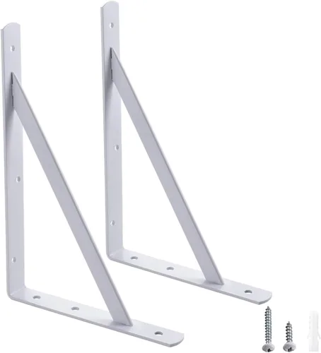 Vista 16 de HOME MASTER HARDWARE Soportes de estante de 10 x 8 pulgadas, soporte de ángulo de pared triangular de 90 grados en L para estantes flotantes, Negro