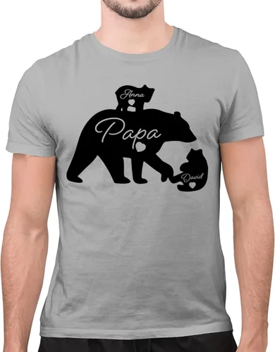 Vista 2 de Camisa de papá oso regalo para el día del padre, camisa personalizada para papá con niño, regalo de Navidad para hombre de hijo e hija