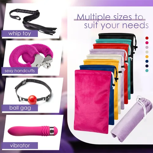 Vista 2 de Amylove 32 bolsas de almacenamiento de juguetes para adultos, bolsas de regalo con cordón para juguetes, bolsas ligeras para cosas pequeñas