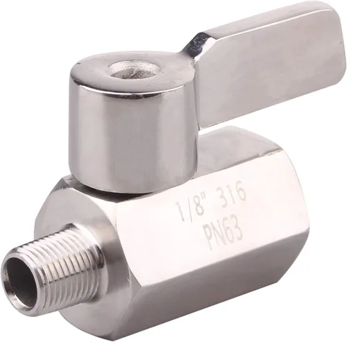 Vista 12 de DERNORD - Miniválvula de bola de 1 pulgada en acero inoxidable NPT hembra x macho con rosca SUS304
