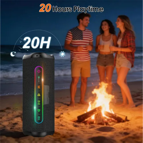 Vista 7 de Hupoaf Altavoz Bluetooth, nuevo altavoz inalámbrico portátil 2025 con sonido fuerte 6D