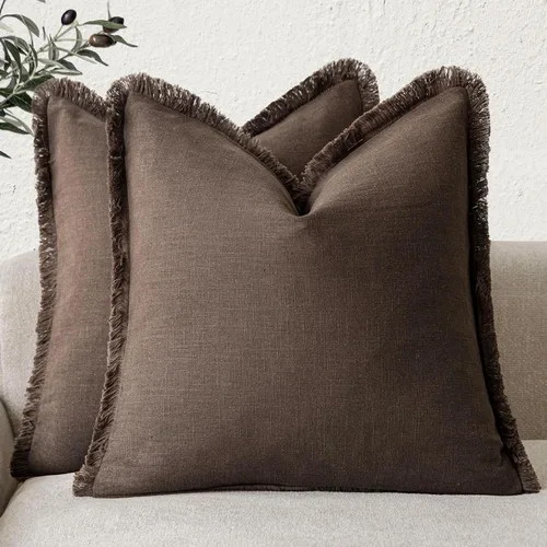 Vista 12 de Foindtower Fundas de almohada decorativas de lino con flecos de 16 x 16 Verde abundante