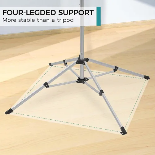 Vista 7 de JS HANGER Estante de secado de ropa portátil para interiores y exteriores con 4 brazos giratorios para perchas, 4 patas, paraguas plegable, secadora