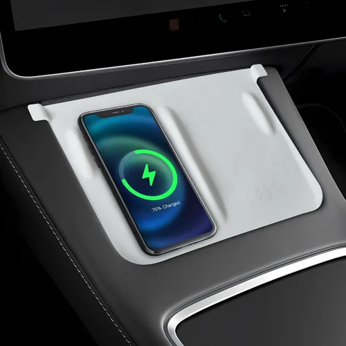 Vista 4 de Tinlucys Funda para consola central, accesorios interiores diseñados para Tesla Modelo 3 Modelo Y, funda de cuero para reposabrazos de consola