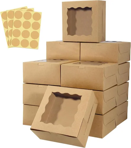 Vista 5 de 60 cajas de panadería con ventana, 6 x 6 x 3 pulgadas, cajas blancas para galletas y pastelería para productos horneados