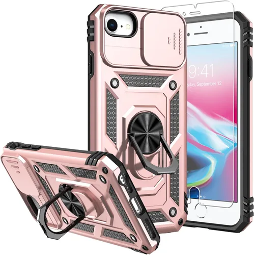 Vista 11 de Funda para iPhone SE 2022/3rd/2020 8/7, con protector de pantalla y funda para cámara, [grado militar] de 16 pies. Funda protectora a prueba de Azul