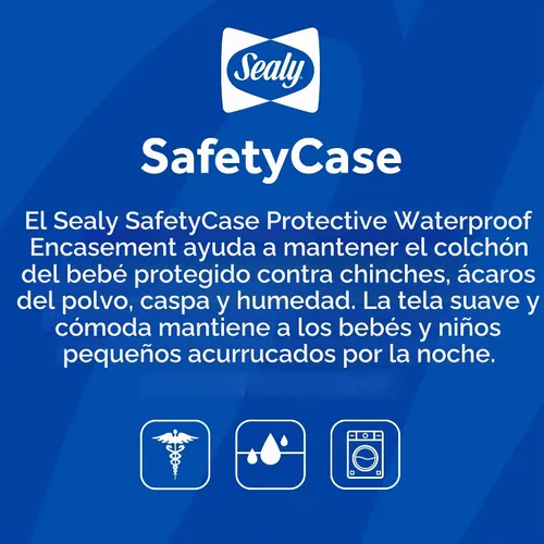 Vista 8 de Sealy Baby SafetyCase Protector de colchón impermeable transpirable para cuna, funda de cama infantil, funda de cama con cremallera, sin ruido