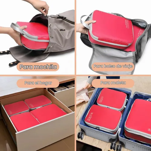 Vista 9 de Cambond - Cubos de compresión para viajes de mujer - Bolsas de viaje expandibles, organizadores de equipaje, esenciales de viaje, cubos de 01 Sandía