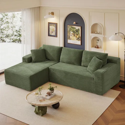 Vista 17 de Sofás seccionales de 105" para sala de estar, sofá cloud con forma de L tapizado, sofás modulares sin estructura rígida, sofá seccional moderno